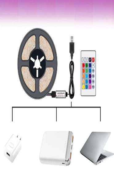 3 Metre Tv Arkası Usb Rgb Şerit Ledli Hazır Set (Adaptör - Led - Kumanda)