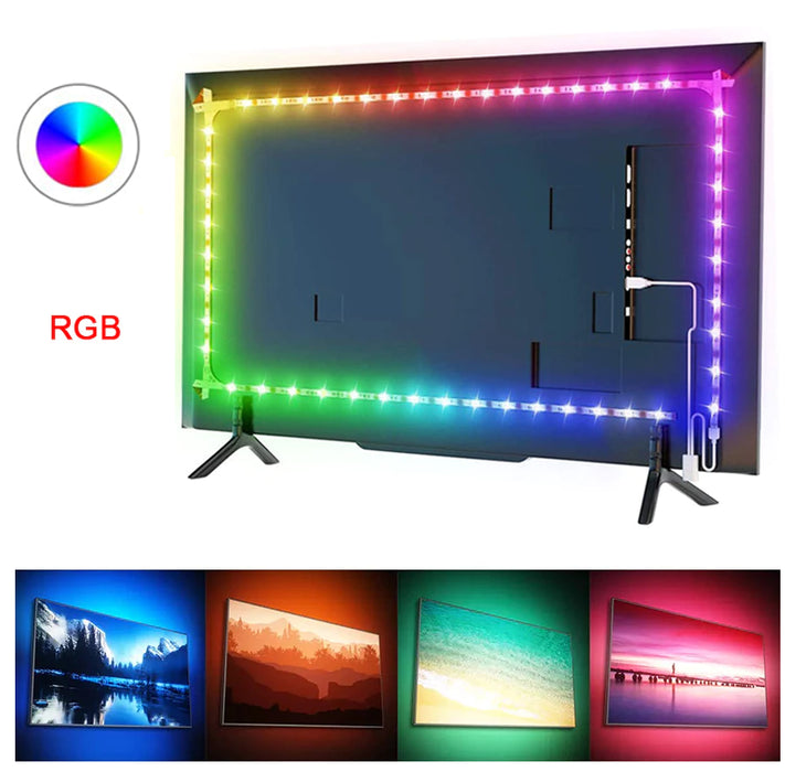 3 Metre Tv Arkası Usb Rgb Şerit Ledli Hazır Set (Adaptör - Led - Kumanda)